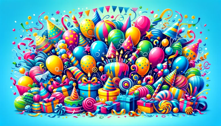 DALL·E 2024-04-01 17.06.27 – Design a vibrant and festive banner suitable for a birthday celebration. This banner should be filled with iconic birthday symbols such as colorful ba